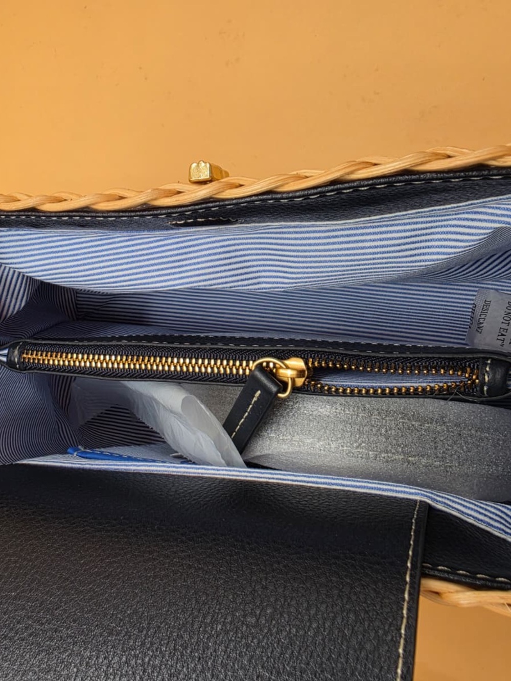 Faith Wicker Handbag - Color Natural/Navy - Picture 8 of 8